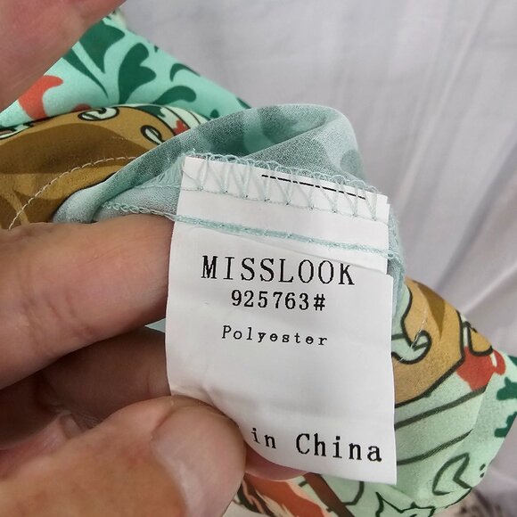 Misslook Blouse Boho Festival Green Floral Cottage Retro Hippie M - Picture 10 of 12